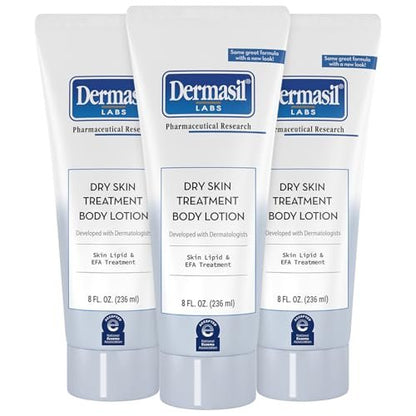 Dermasil Körperlotion für trockene Haut, 3er-Pack – Nicht fettend, schnell einziehend, parfümfrei, tierversuchsfrei, je 237 ml