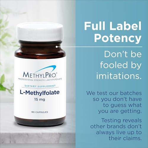 MethylPro L-Methylfolat 2,5 mg – Unterstützt eine gesunde Denkweise – Aktives Folat für Methylierungsunterstützung & biochemische Reaktionen – Hohe Bioverfügbarkeit – Flexible Dosierung – 30 Portionen – 30 Kapseln