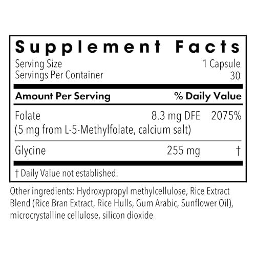 MethylPro L-Methylfolat 5 mg – L-Methylfolat, Methylfolat-Präparat für Frauen & Männer, methylierte Vitamin B9 (5-MTHF) für Gehirngesundheit, Fokus, Ruhe – 30 Kapseln (1 Packung)