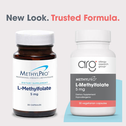 MethylPro L-Methylfolat 5 mg – L-Methylfolat, Methylfolat-Präparat für Frauen & Männer, methylierte Vitamin B9 (5-MTHF) für Gehirngesundheit, Fokus, Ruhe – 30 Kapseln (1 Packung)