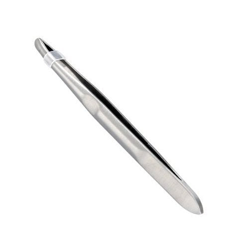 Yimart Silberne Edelstahl-Pinzette mit runder Spitze für Augenbrauen und Make-up