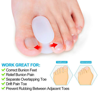 Povihome 10er Pack Gel Zehenspreizer & Ballenzehenkorrektur (0,3'' Dick) – Orthopädische Hilfsmittel für Ballenzehen, überlappende Zehen, Schmerzlinderung – Größe S