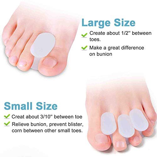 Povihome 10er Pack Gel Zehenspreizer & Ballenzehenkorrektur (0,3'' Dick) – Orthopädische Hilfsmittel für Ballenzehen, überlappende Zehen, Schmerzlinderung – Größe S