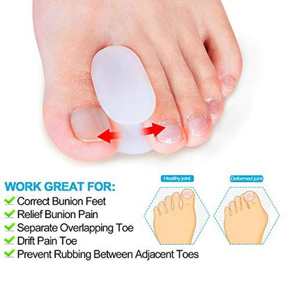 Povihome 10er Pack Gel Zehenspreizer & Ballenzehenkorrektur (0,3'' Dick) – Orthopädische Hilfsmittel für Ballenzehen, überlappende Zehen, Schmerzlinderung – Größe S