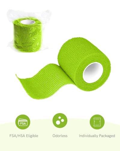FriCARE Selbstklebende elastische Bandage, medizinisches Tape für Erste-Hilfe-Kit, kohäsive Bandagen für Wunden, Sport, Tierarzt, 2 Zoll x 5 Yards, 6 Rollen, Regenbogen