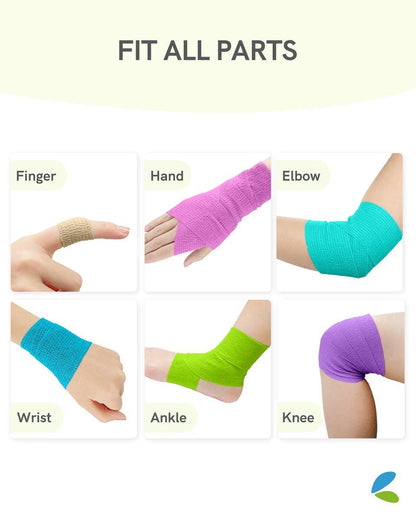 FriCARE Selbstklebende elastische Bandage, medizinisches Tape für Erste-Hilfe-Kit, kohäsive Bandagen für Wunden, Sport, Tierarzt, 2 Zoll x 5 Yards, 6 Rollen, Regenbogen