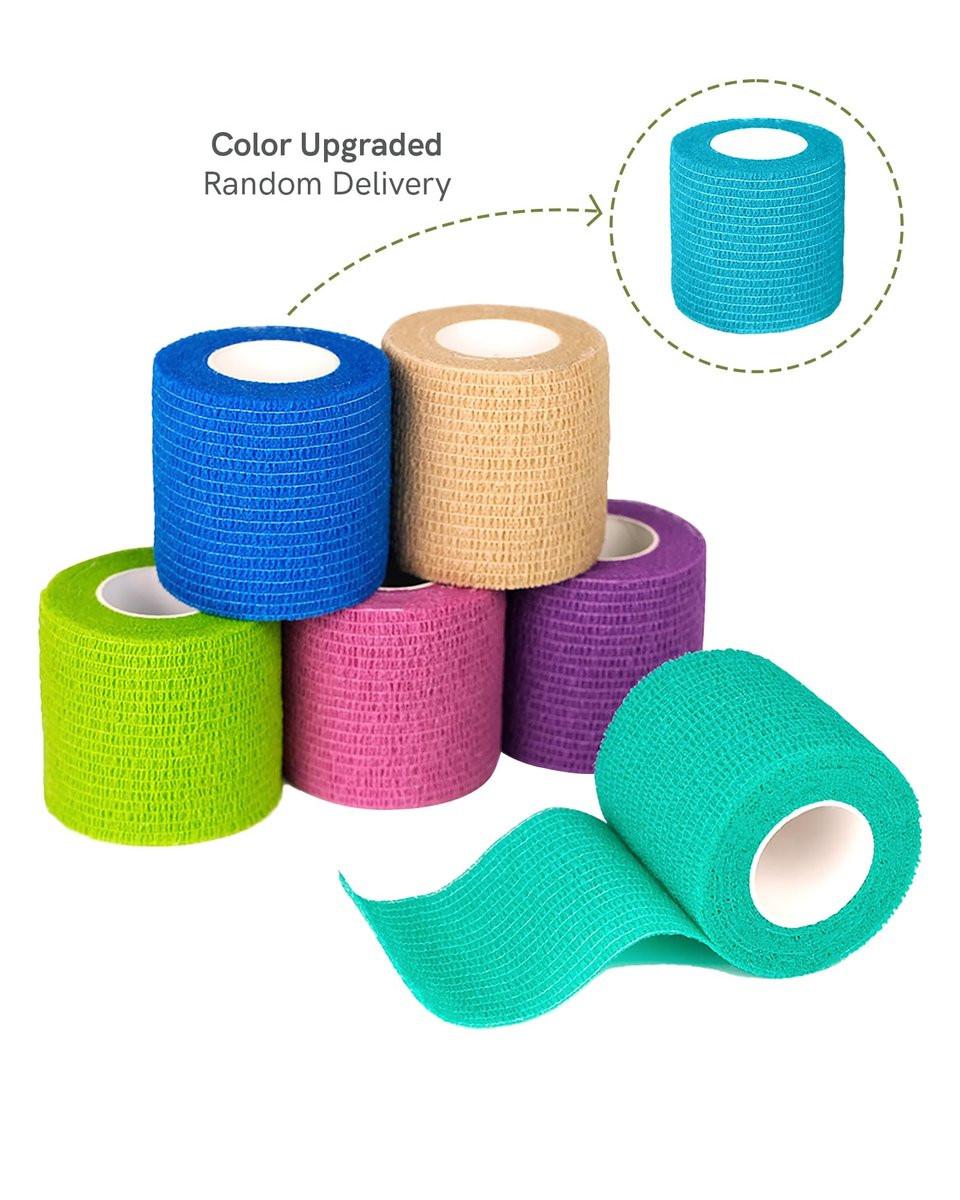 FriCARE Selbstklebende elastische Bandage, medizinisches Tape für Erste-Hilfe-Kit, kohäsive Bandagen für Wunden, Sport, Tierarzt, 2 Zoll x 5 Yards, 6 Rollen, Regenbogen
