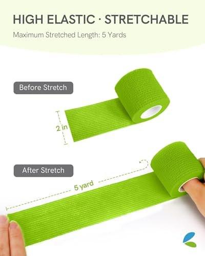 FriCARE Selbstklebende elastische Bandage, medizinisches Tape für Erste-Hilfe-Kit, kohäsive Bandagen für Wunden, Sport, Tierarzt, 2 Zoll x 5 Yards, 6 Rollen, Regenbogen