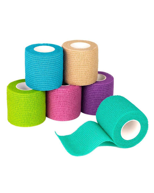 FriCARE Selbstklebende elastische Bandage, medizinisches Tape für Erste-Hilfe-Kit, kohäsive Bandagen für Wunden, Sport, Tierarzt, 2 Zoll x 5 Yards, 6 Rollen, Regenbogen