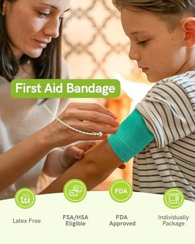 FriCARE Selbstklebende elastische Bandage, medizinisches Tape für Erste-Hilfe-Kit, kohäsive Bandagen für Wunden, Sport, Tierarzt, 2 Zoll x 5 Yards, 6 Rollen, Regenbogen