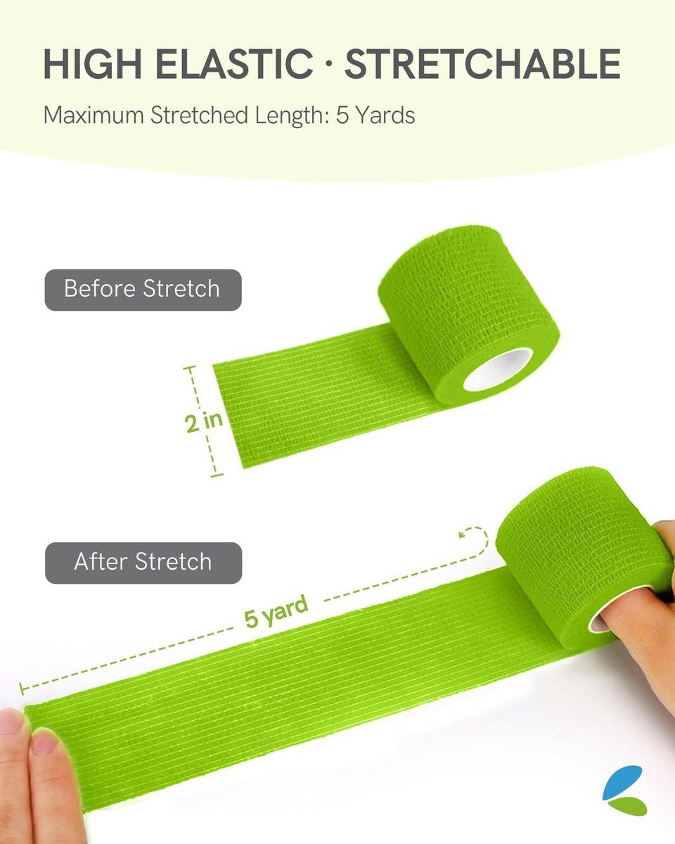 FriCARE Selbstklebende elastische Bandage, medizinisches Tape für Erste-Hilfe-Kit, kohäsive Bandagen für Wunden, Sport, Tierarzt, 2 Zoll x 5 Yards, 6 Rollen, Regenbogen
