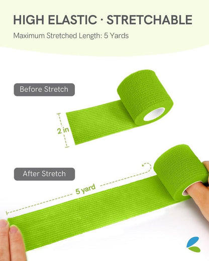 FriCARE Selbstklebende elastische Bandage, medizinisches Tape für Erste-Hilfe-Kit, kohäsive Bandagen für Wunden, Sport, Tierarzt, 2 Zoll x 5 Yards, 6 Rollen, Regenbogen