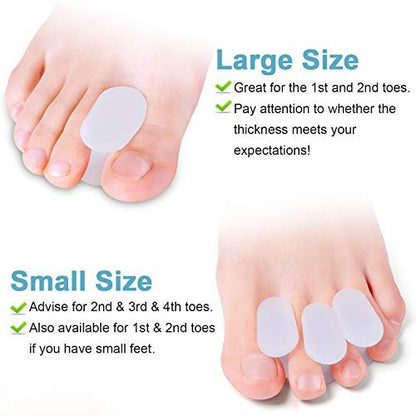 Povihome 10er-Pack Zehenspreizer, Zehentrenner, Ballenkorrektur-Gel-Orthesen (1,27 cm dick) für Ballenzehen, überlappende Zehen – Größe L