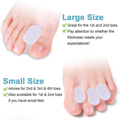 Povihome 10er-Pack Zehenspreizer, Zehentrenner, Ballenkorrektur-Gel-Orthesen (1,27 cm dick) für Ballenzehen, überlappende Zehen – Größe L