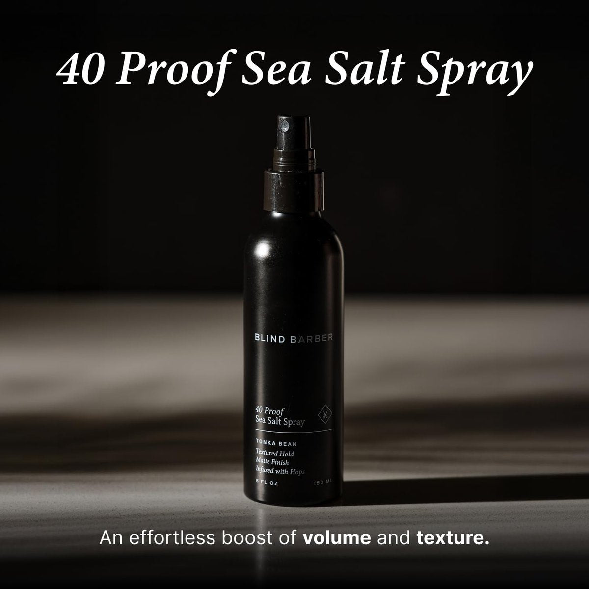Blind Barber 40 Proof Sea Salt Spray für Männer - Meersalz-Haarspray für Volumen & Textur - Wasserbasierter Matt-Look mit leichtem bis mittlerem Halt - Verstärkt Beach Waves & Fülle - Tonkabohne Duft (150 ml)