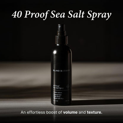 Blind Barber 40 Proof Sea Salt Spray für Männer - Meersalz-Haarspray für Volumen & Textur - Wasserbasierter Matt-Look mit leichtem bis mittlerem Halt - Verstärkt Beach Waves & Fülle - Tonkabohne Duft (150 ml)