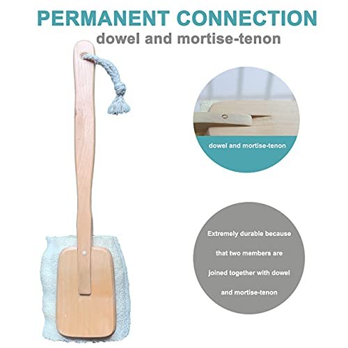 2er-Pack Naturpeeling-Luffa-Badebürste mit langem Holzgriff – Rückenbürste für Männer und Frauen – Duschschwamm Körperpeeling