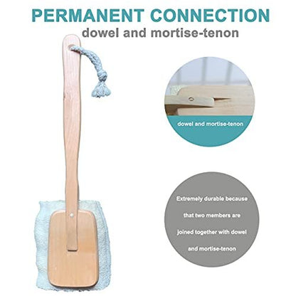 2er-Pack Naturpeeling-Luffa-Badebürste mit langem Holzgriff – Rückenbürste für Männer und Frauen – Duschschwamm Körperpeeling