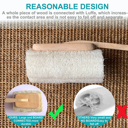 2er-Pack Naturpeeling-Luffa-Badebürste mit langem Holzgriff – Rückenbürste für Männer und Frauen – Duschschwamm Körperpeeling