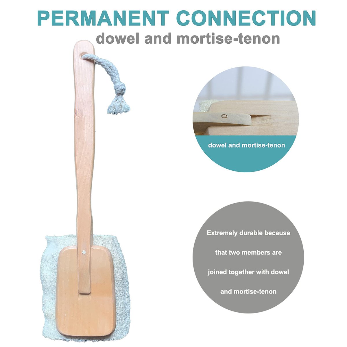 2er-Pack Naturpeeling-Luffa-Badebürste mit langem Holzgriff – Rückenbürste für Männer und Frauen – Duschschwamm Körperpeeling
