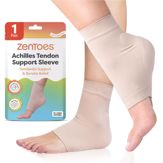 ZenToes Achillessehnen-Schutzsocken – Gepolsterte Kompressionshülle für Achillessehnenentzündung & Haglundferse, waschbar, 1 Paar (Beige)