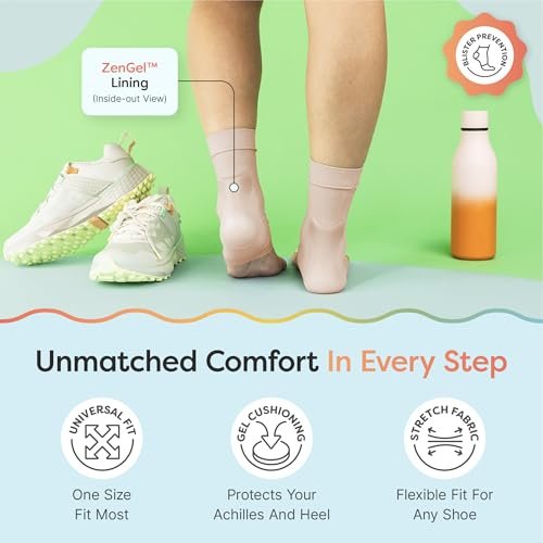 ZenToes Achillessehnen-Schutzsocken – Gepolsterte Kompressionshülle für Achillessehnenentzündung & Haglundferse, waschbar, 1 Paar (Beige)
