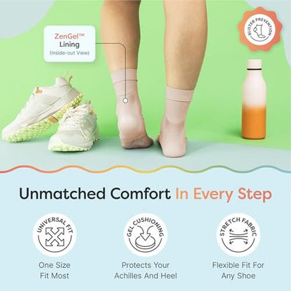 ZenToes Achillessehnen-Schutzsocken – Gepolsterte Kompressionshülle für Achillessehnenentzündung & Haglundferse, waschbar, 1 Paar (Beige)