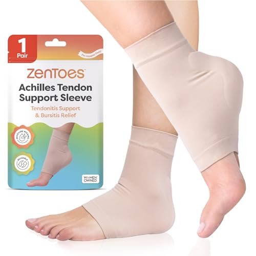 ZenToes Achillessehnen-Schutzsocken – Gepolsterte Kompressionshülle für Achillessehnenentzündung & Haglundferse, waschbar, 1 Paar (Beige)