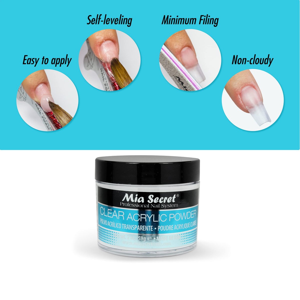 Mia Secret Klares Acrylpulver (56g) – Hochwertiges Acrylpulver für professionelle Nagelmodellagen
