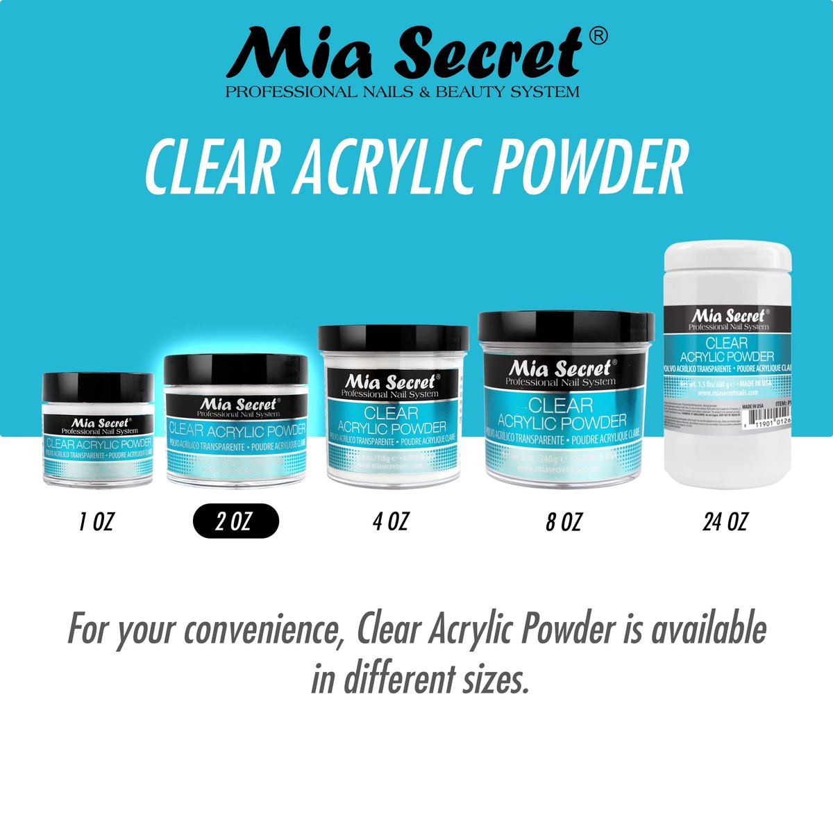 Mia Secret Klares Acrylpulver (56g) – Hochwertiges Acrylpulver für professionelle Nagelmodellagen