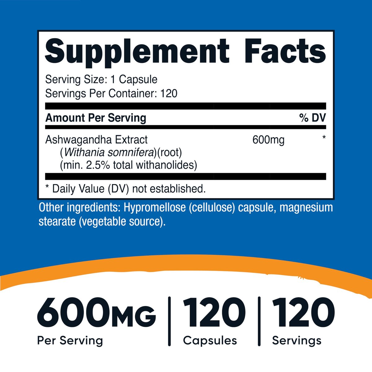 Nutricost Ashwagandha Kräuterergänzung 600mg, 120 Kapseln – Vegetarisch, Nicht-GVO, Glutenfrei, Ashwagandha-Wurzel