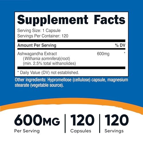 Nutricost Ashwagandha Kräuterergänzung 600mg, 120 Kapseln – Vegetarisch, Nicht-GVO, Glutenfrei, Ashwagandha-Wurzel