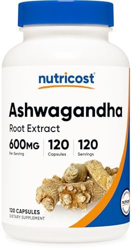 Nutricost Ashwagandha Kräuterergänzung 600mg, 120 Kapseln – Vegetarisch, Nicht-GVO, Glutenfrei, Ashwagandha-Wurzel