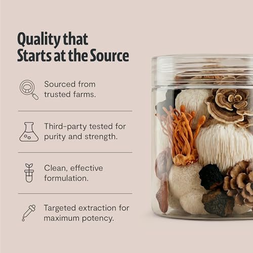FreshCap Mushrooms Ultimate Mushroom Complex – 12:1 Pilzextrakt-Pulver mit 29% Beta-Glucanen, ayurvedische saubere Energie, Fokus & Immununterstützung (60 Portionen)