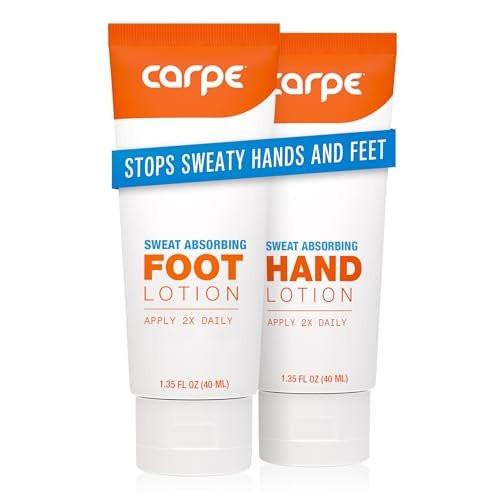 Carpe Schweißabsorbierende Hand- & Fußlotion im Bundle – Stoppt schwitzige Hände und schwitzige, riechende Füße – Dermatologen empfohlen