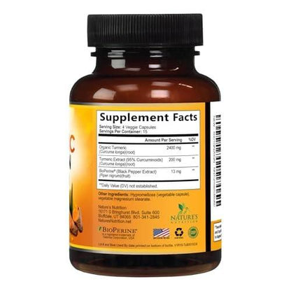 Bio Kurkuma Curcumin Kapseln mit BioPerine & 95% Curcuminoide - 2400mg pro Portion - Vegan - 60 Kapseln