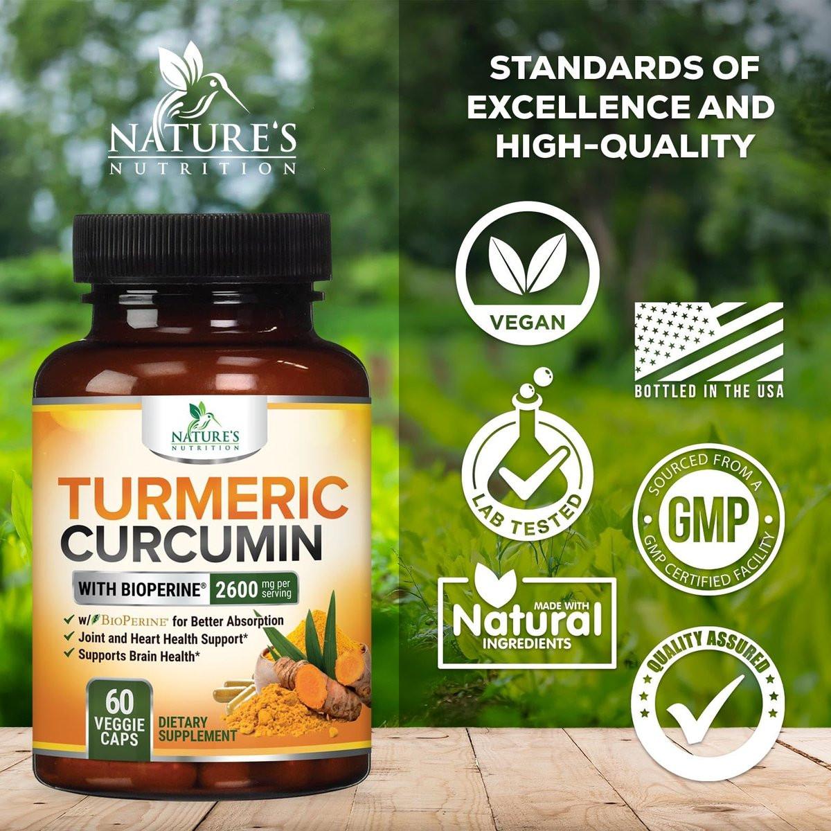 Bio Kurkuma Curcumin Kapseln mit BioPerine & 95% Curcuminoide - 2400mg pro Portion - Vegan - 60 Kapseln