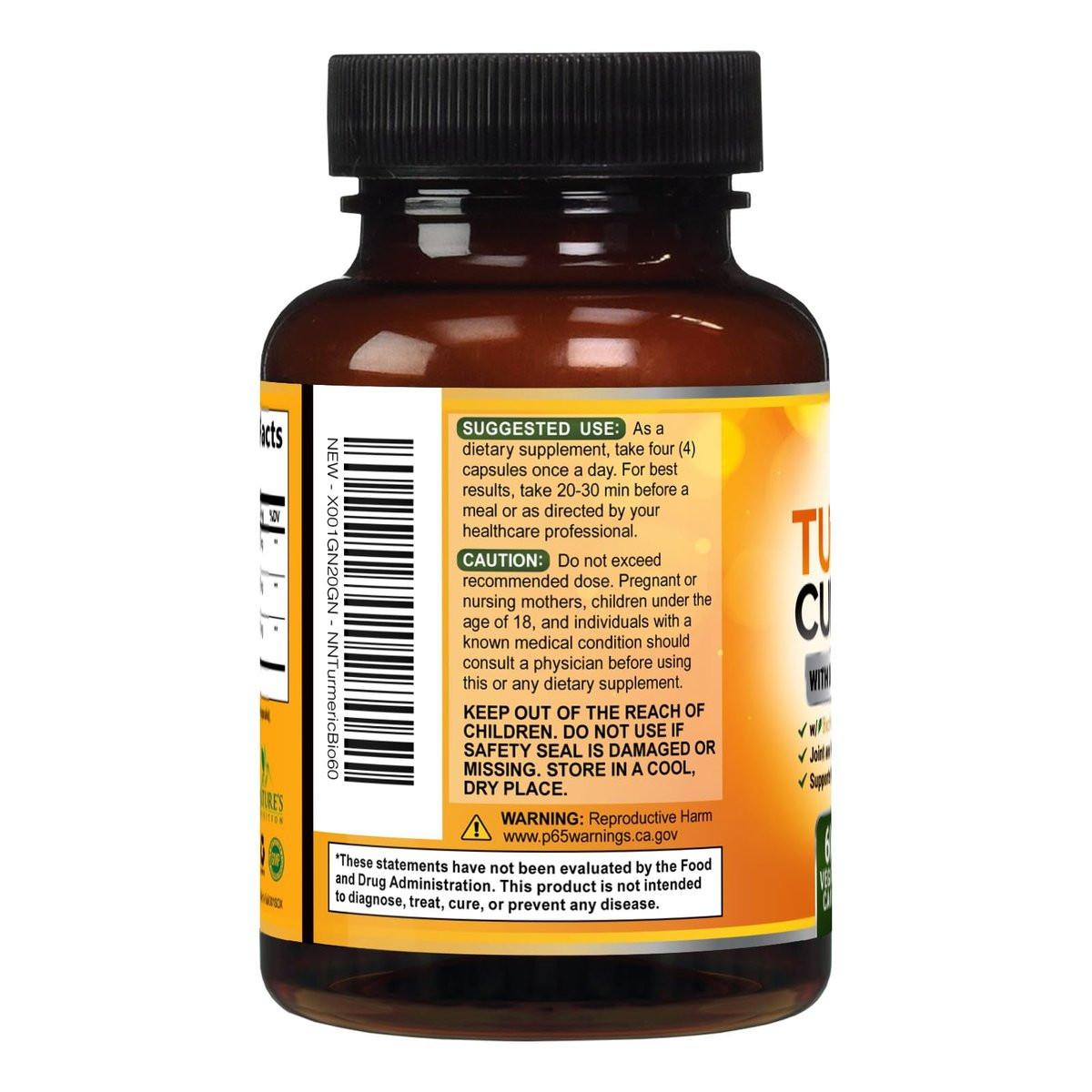 Bio Kurkuma Curcumin Kapseln mit BioPerine & 95% Curcuminoide - 2400mg pro Portion - Vegan - 60 Kapseln