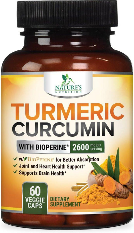 Bio Kurkuma Curcumin Kapseln mit BioPerine & 95% Curcuminoide - 2400mg pro Portion - Vegan - 60 Kapseln