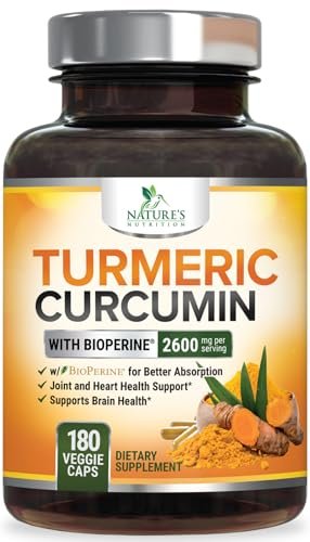 Bio Kurkuma Curcumin 2400mg – 95% Curcuminoide & BioPerin Schwarzer Pfeffer Extrakt – 180 Kapseln – Vegan & Laborgeprüft