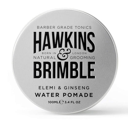 Hawkins & Brimble Strong Hold Haar Pomade für Männer, 100 ml wasserbasierte Formel, den ganzen Tag starker Halt mit natürlichem Glanz, Elemi & Ginseng Duft, vegan, leicht auswaschbar, Styling Creme Clay