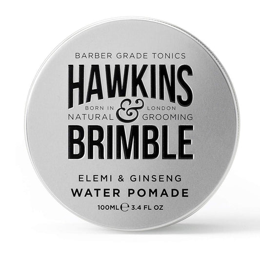 Hawkins & Brimble Strong Hold Haar Pomade für Männer, 100 ml wasserbasierte Formel, den ganzen Tag starker Halt mit natürlichem Glanz, Elemi & Ginseng Duft, vegan, leicht auswaschbar, Styling Creme Clay