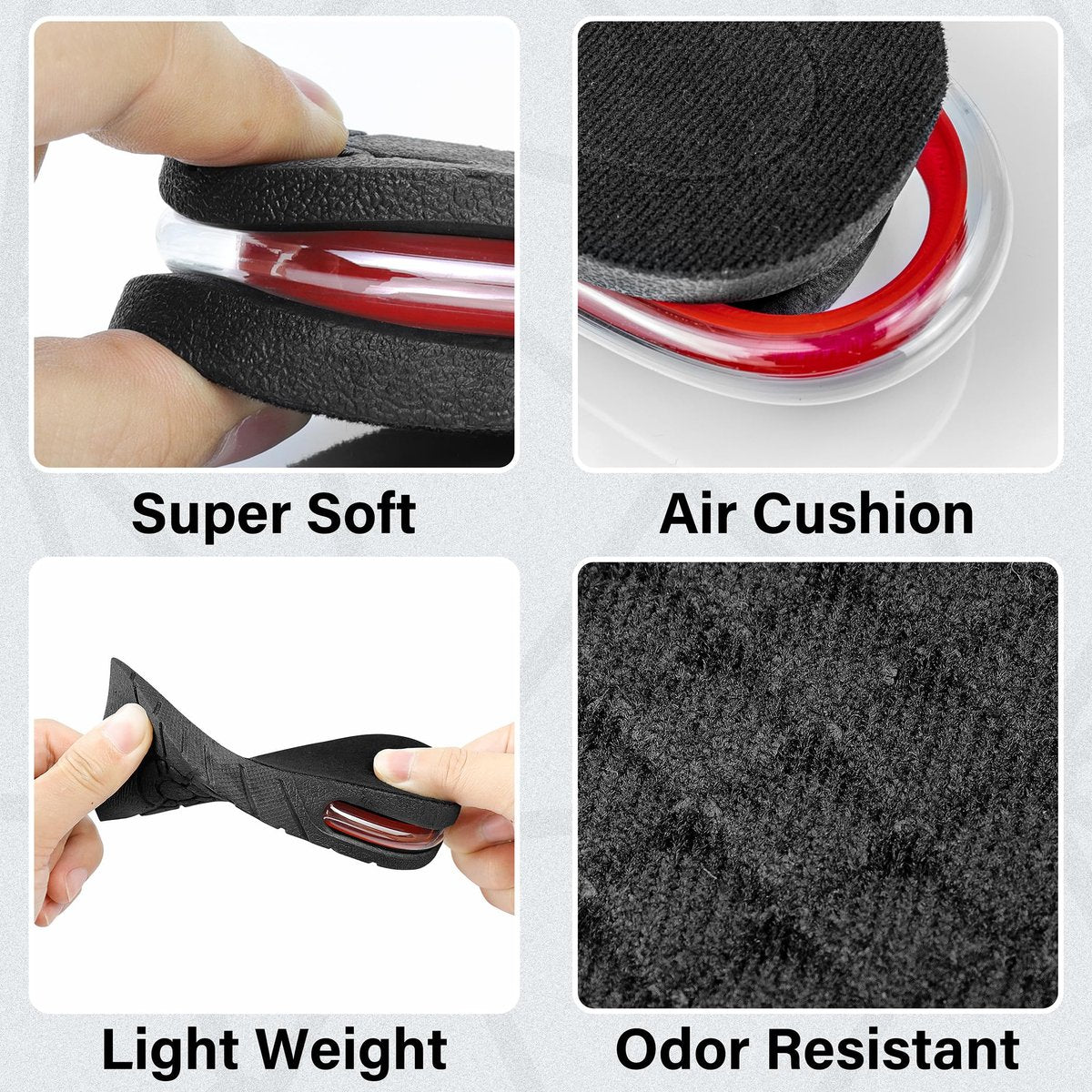 3-Lagen Air-Up Einlegesohlen zur Körpergrößensteigerung – 6 cm (2,4 Zoll) Absatzerhöhung für Schuhe – Höheneinlegesohlen für Männer und Frauen