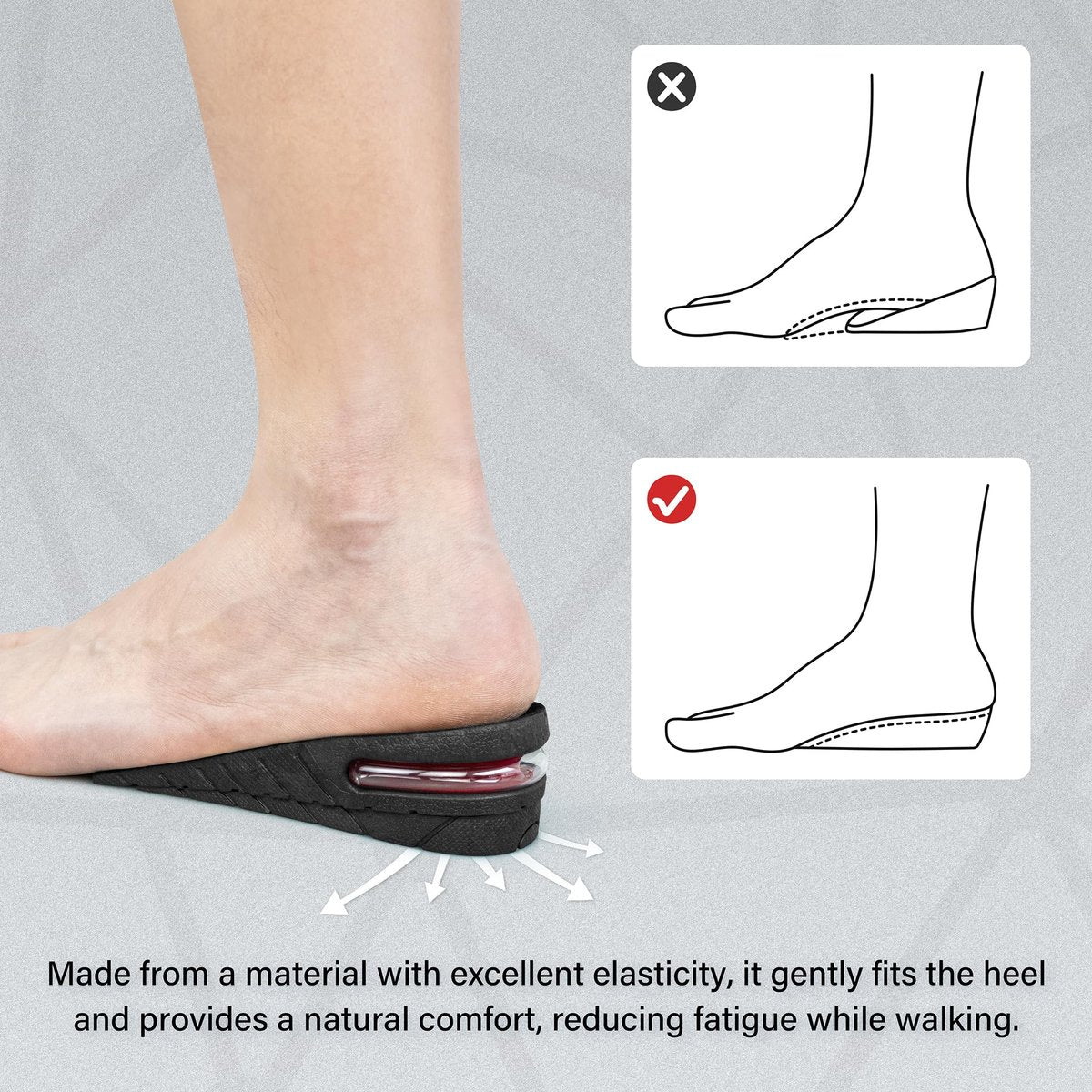 3-Lagen Air-Up Einlegesohlen zur Körpergrößensteigerung – 6 cm (2,4 Zoll) Absatzerhöhung für Schuhe – Höheneinlegesohlen für Männer und Frauen