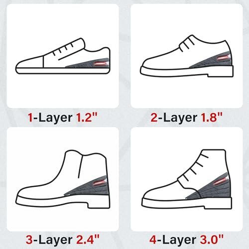 3-Lagen Air-Up Einlegesohlen zur Körpergrößensteigerung – 6 cm (2,4 Zoll) Absatzerhöhung für Schuhe – Höheneinlegesohlen für Männer und Frauen