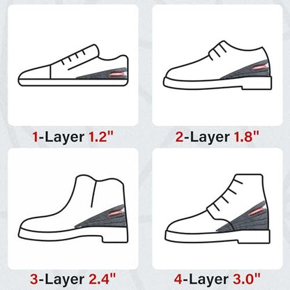 3-Lagen Air-Up Einlegesohlen zur Körpergrößensteigerung – 6 cm (2,4 Zoll) Absatzerhöhung für Schuhe – Höheneinlegesohlen für Männer und Frauen