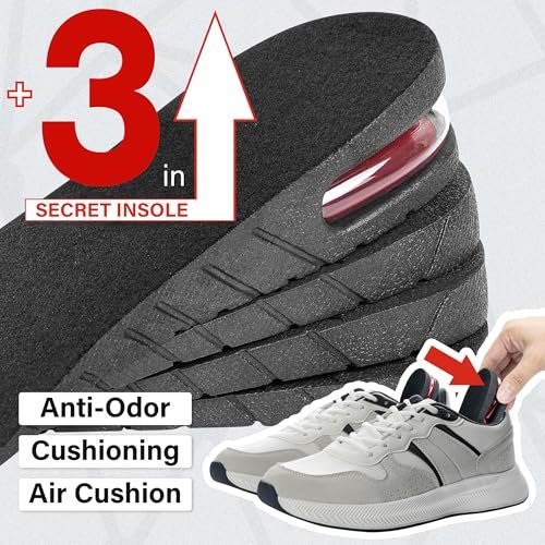3-Lagen Air-Up Einlegesohlen zur Körpergrößensteigerung – 6 cm (2,4 Zoll) Absatzerhöhung für Schuhe – Höheneinlegesohlen für Männer und Frauen
