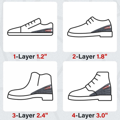 3-Lagen Air-Up Einlegesohlen zur Körpergrößensteigerung – 6 cm (2,4 Zoll) Absatzerhöhung für Schuhe – Höheneinlegesohlen für Männer und Frauen