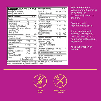 Nature's Way Alive! Frauen 50 Plus Multivitamin Gummibärchen – Tägliche kaubare Multivitamine mit B-Vitaminen, Vitamin D3, Calcium – Unterstützt Herz, Gehirn & Knochengesundheit* – Mischbeerengeschmack – 130 Stück