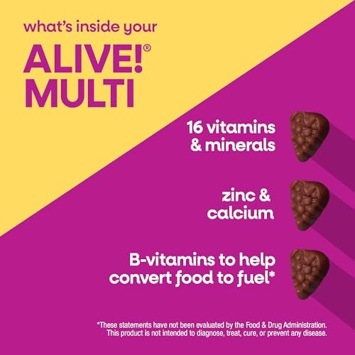 Nature's Way Alive! Frauen 50 Plus Multivitamin Gummibärchen – Tägliche kaubare Multivitamine mit B-Vitaminen, Vitamin D3, Calcium – Unterstützt Herz, Gehirn & Knochengesundheit* – Mischbeerengeschmack – 130 Stück